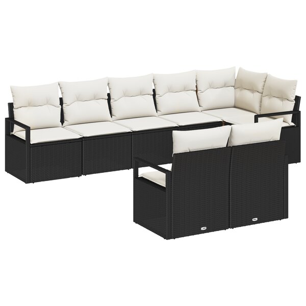 vidaXL Ensemble de Canapés de Jardin 8 pièces avec Coussins Noir Poly Rotin