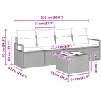 Ensemble de 5 Pièces de Canapé de Jardin avec Coussins Gris Rattan Poly