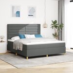vidaXL Lit box spring avec matelas gris foncé super king tissu
