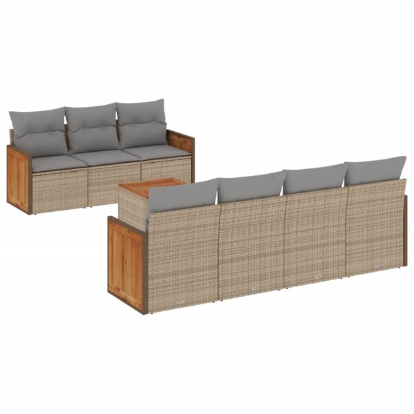 vidaXL Salon de jardin avec coussins 8 Pièces beige résine tressée