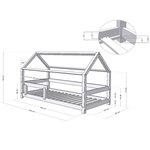 Lit cabane enfant TERY 90 x 160 Bois naturel