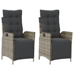 vidaXL Chaises inclinables de jardin lot de 2 et repose-pied rotin