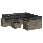 vidaXL Salon de jardin 9 Pièces avec coussins gris résine tressée