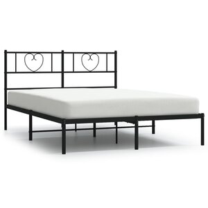 vidaXL Cadre de lit métal avec tête de lit noir 160x200 cm