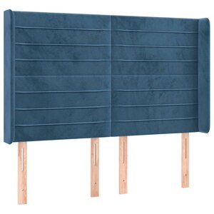vidaXL Tête de lit avec oreilles Bleu foncé 147x16x118/128 cm Velours