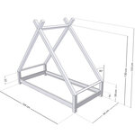 Lit Tipi enfant bois massif gris 90 x 160 cm