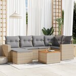 vidaXL Salon de jardin avec coussins 7 Pièces beige résine tressée