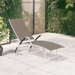 vidaXL Chaise longue Textilène et aluminium Taupe