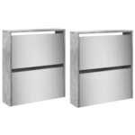 vidaXL Armoire à chaussures et miroir 4 niveaux gris béton 63x17x134cm