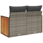 vidaXL Canapé de jardin 2 places avec coussins gris résine tressée