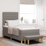 vidaXL Lit à sommier indépendant avec matelas et banc taupe 90 x 190 cm Tissu