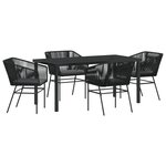 vidaXL Ensemble de salle à manger de jardin 5 pièces avec coussins en poly rattan noir
