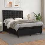 vidaXL Sommier à lattes de lit avec matelas Noir 140x190 cm Similicuir