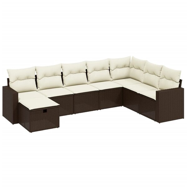 vidaXL Salon de jardin 8 Pièces avec coussins marron résine tressée