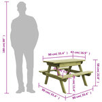 vidaXL Table de pique-nique pour enfants avec bancs Pinède imprégnée