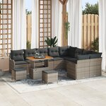 Ensemble Sofa de Jardin vidaXL 12 Pièces avec Coussins Gris Rotin Poly Acacia