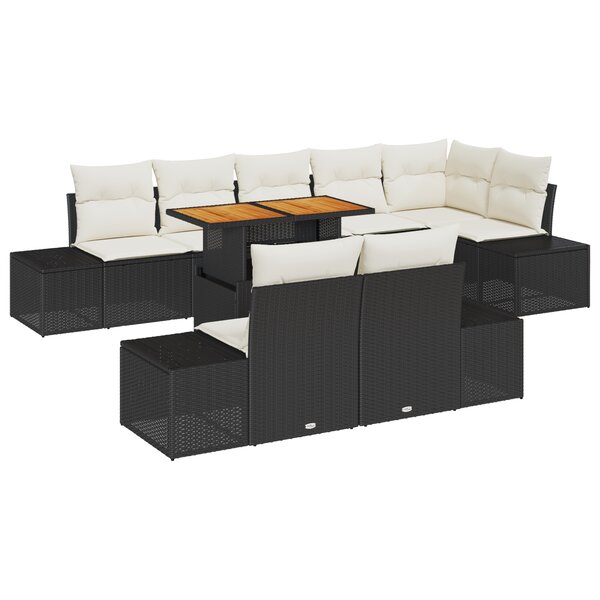 vidaXL Ensemble de canapés de jardin 9 pièces avec coussins Noir Rattan synthétique