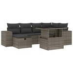 vidaXL Salon de jardin avec coussins 7 Pièces gris résine tressée