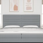vidaXL Tête de Lit LED Design Lignes Gris Clair 200 cm Tissu