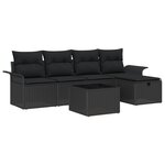 Ensemble Canapé Jardin vidaXL 6 Pièces avec Coussins Noir Poly Rotin