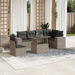 vidaXL Salon de jardin avec coussins 7 Pièces gris clair résine tressée