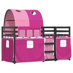 vidaXL Lit superposé avec rideaux rose 90x200 cm bois pin massif