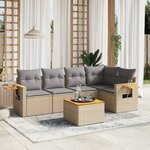 vidaXL Salon de jardin avec coussins 6 Pièces beige résine tressée