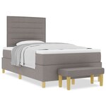 vidaXL Lit à Ressorts avec Matelas & Banc Taupe 120x190 cm Tissu