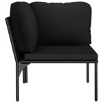 Salon de jardin meuble d'extérieur ensemble de mobilier 6 pièces avec coussins noir pvc 02_0016837