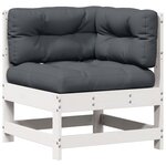vidaXL Salon de jardin 5 Pièces avec coussins blanc bois massif de pin
