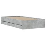 vidaXL Cadre de lit avec tiroirs sans matelas gris béton 100x200 cm