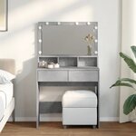 vidaXL Coiffeuse avec LED gris béton 80x41x134 5 cm