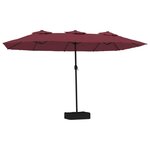 vidaXL Parasol de jardin à double tête avec LED rouge bordeaux