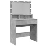 vidaXL Coiffeuse avec LED gris béton 80x41x134 5 cm