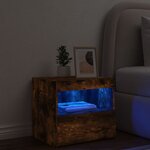 vidaXL Table de chevet avec lumières LED chêne fumé 50x40x45 cm
