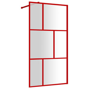vidaXL Paroi de douche avec verre ESG transparent rouge 100x195 cm