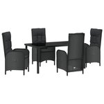 vidaXL Ensemble de salle à manger de jardin 5 pièces Noir Rattan poly