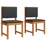 Chaises de jardin sans accoudoirs avec coussins - 2 Pièces en bois d'acacia