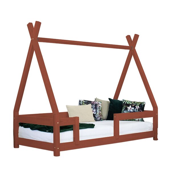 Lit cabane enfant NAKANA 90 x 160 rouge brique