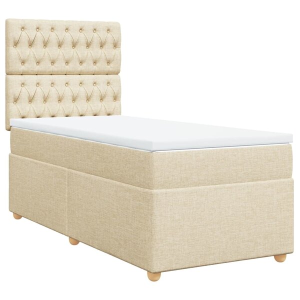 vidaXL Sommier à lattes de lit et matelas Crème 90x190 cm Tissu