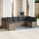 vidaXL Ensemble de Canapés de Jardin 9 Pièces avec Coussins Gris Poly Rotin