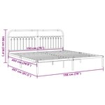 vidaXL Cadre de lit métal sans matelas avec tête de lit noir 193x203cm