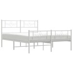 vidaXL Cadre de lit métal sans matelas et pied de lit blanc 140x190 cm