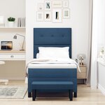 vidaXL Lit à ressorts avec matelas et banc bleu 90x200 cm Tissu