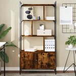 vidaXL Bibliothèque avec portes chêne fumé 76 5x30x154 5 cm