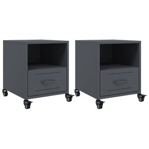 vidaXL Tables de chevet 2 Pièces anthracite 36x39x43 5 cm acier