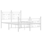 vidaXL Cadre de lit métal sans matelas et pied de lit blanc 120x190 cm