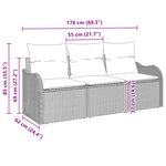 vidaXL Ensemble de canapé de jardin 3 pièces avec coussins gris en rotin synthétique