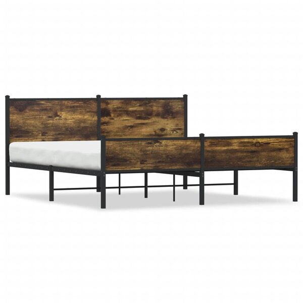 vidaXL Cadre de lit en métal sans matelas chêne fumé 183x213 cm