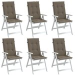 vidaXL Coussins de chaise à dossier haut lot de 6 taupe mélangé tissu